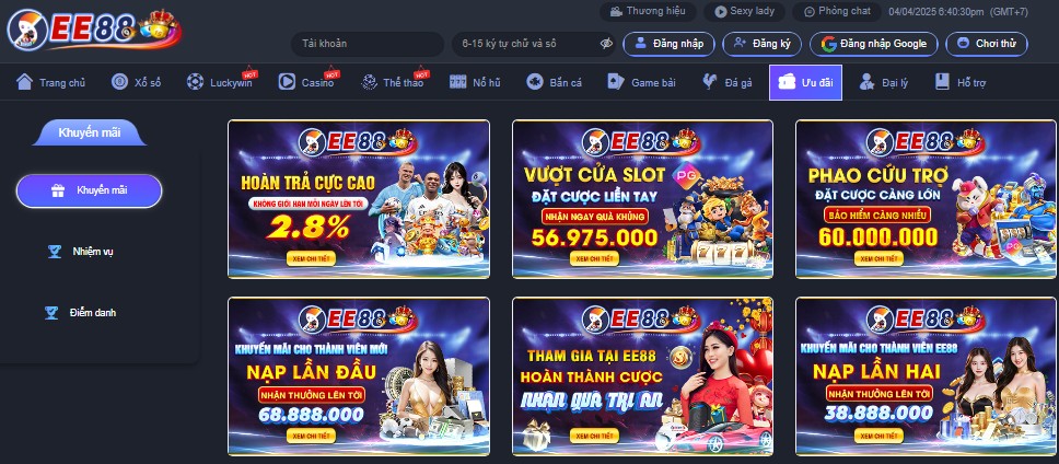 Đánh giá nhà cái EE88 đang tặng trải nghiệm 50k 2 Chính sách khuyến mãi và chương trình tặng thưởng tại nhà cái EE88